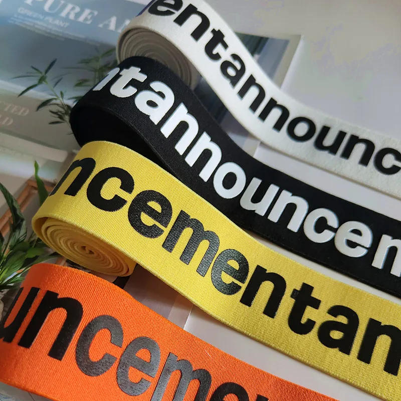 Description Picture 4 of item40mm Black and White Color Elastic Band Pattern Letters Rubber Elastic Webbing Clothing Clothes Sewing Accessories Supplies 1 M