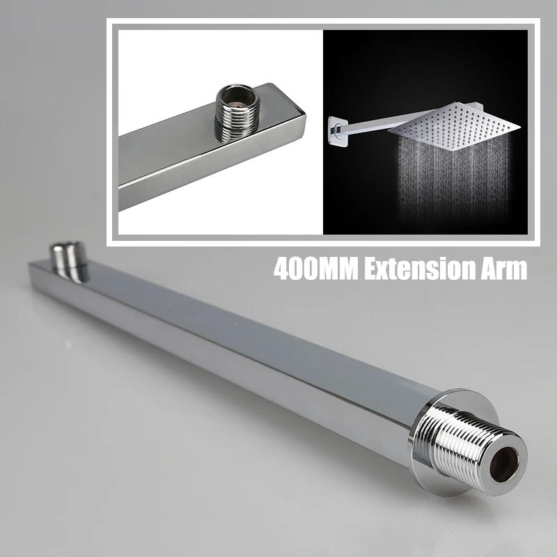 Description Picture 2 of item40cm Shower Extension Arm 304 Stainless Steel Wall Mounted Silver Polished Extra Arm Bathroom Bracket Bar For Rain Shower Head