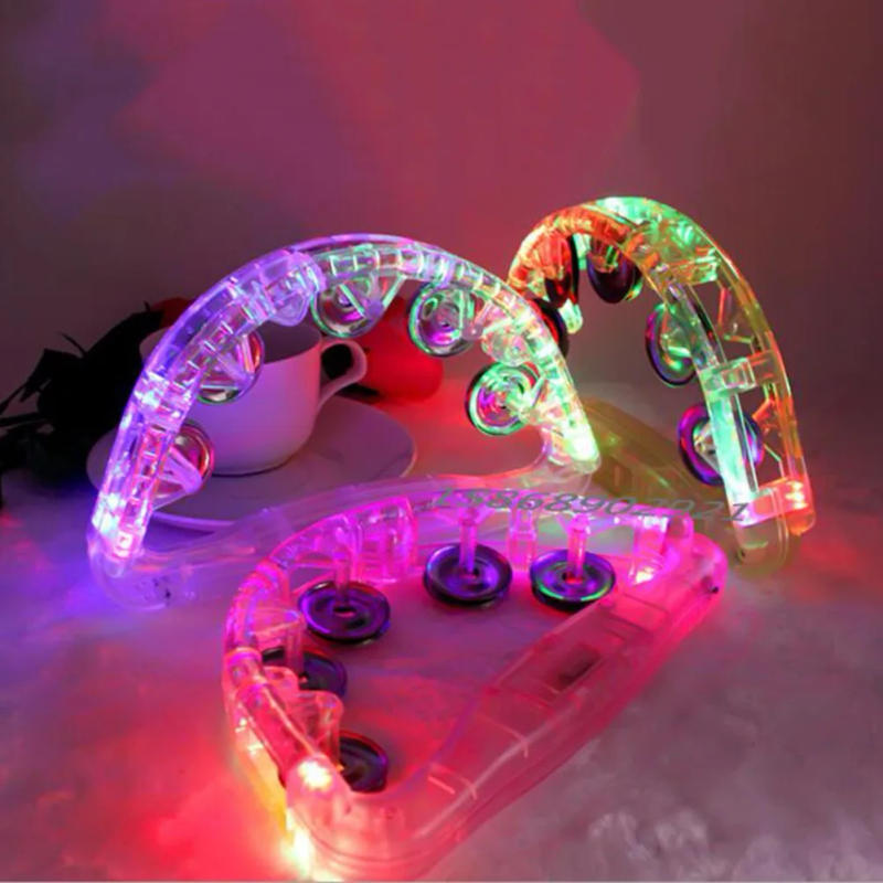 Description Picture 5 of itemFlashing Tambourine LED Light Up Sensory Toy For Kids Musical Instrument Shaking Noisemakers Three Color Light Concert Party