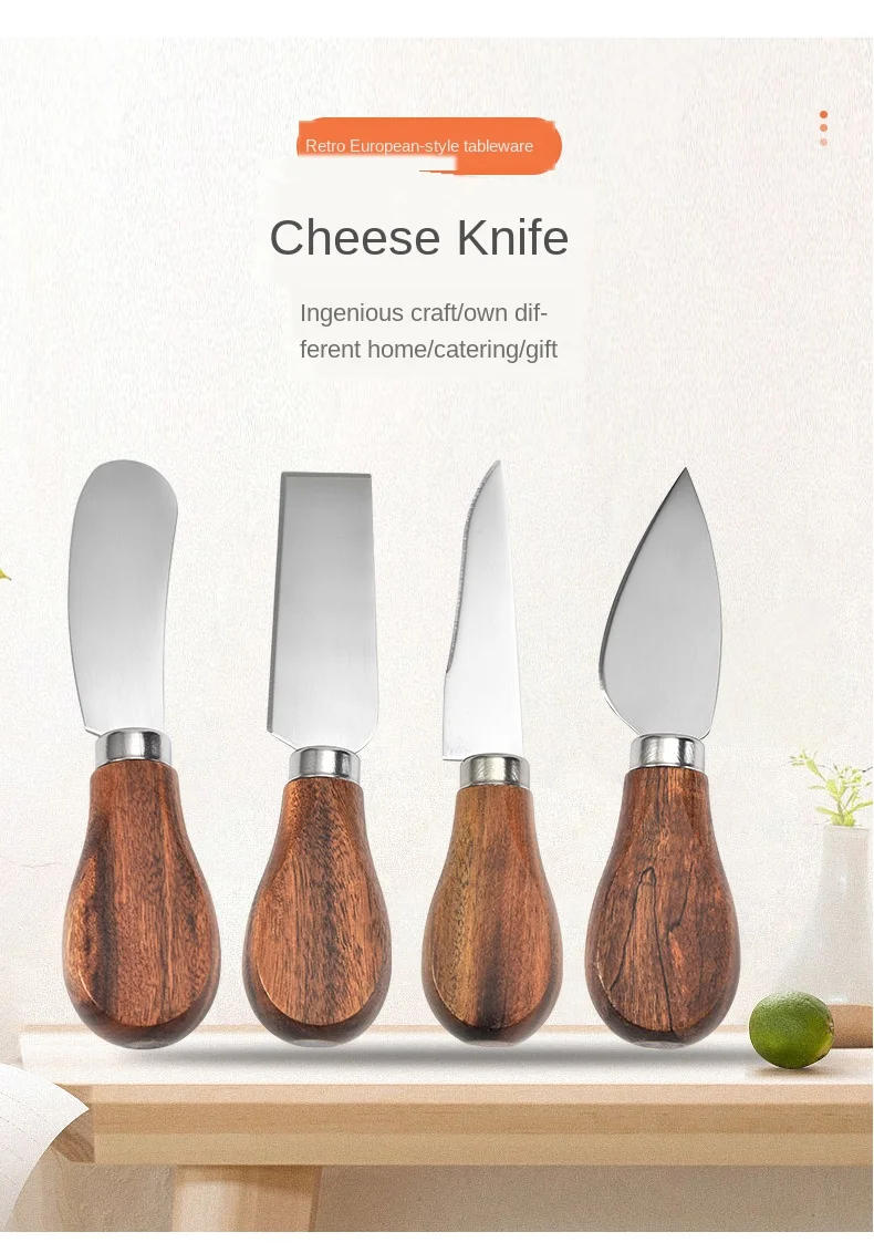 Description Picture 2 of itemCheese Knife Set Wood Handle Professional Kitchen Knives Butter N690 Bamboo Ceramic Cleaver Spreader Stainless Steel Utensils