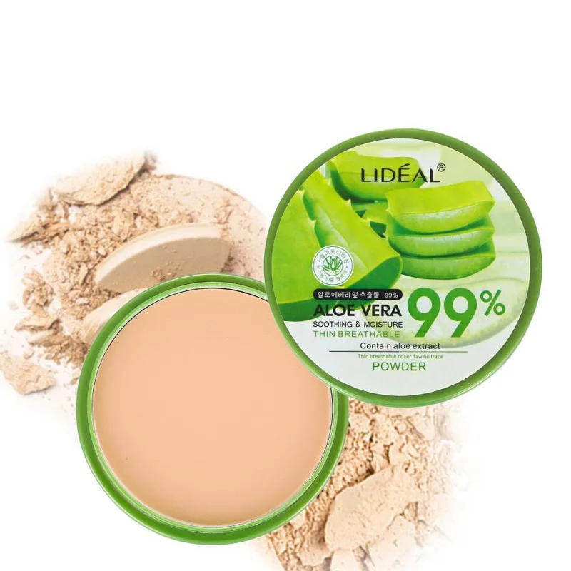 Description Picture 3 of item99% Aloe Vera Face Powder Smoothing Pressed Powder Waterproof Breathable Moisturizing Makeup Concealer Brighten Foundation