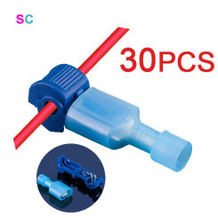 Wire Connector 30pcs T-Tap Self-Stripping Quick Splice Electrical Terminals Male Female Fast Connect Cable Retractable Joints