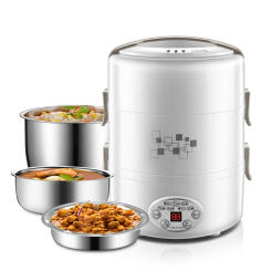 3 Layer Electric Lunch Box 2L Insulation Multifunction Steam Heating Rice Cooker with Steamer Portable Food Container Warmer