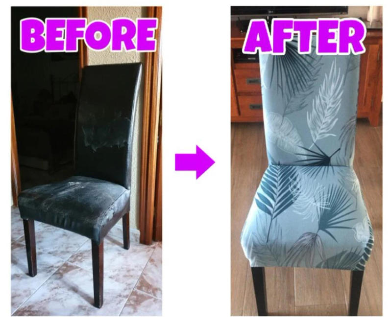 Description Picture 5 of itemChristmas Dining Room Chair Cover Universal Size High Back Chairs Covers Washable For Christmas Party Home Decoration