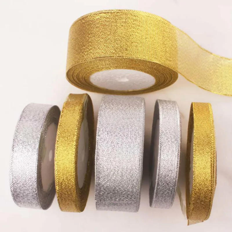Description Picture 6 of item22metersRoll Gold Silver Glitter Satin Ribbon Crafts Wedding Decorative DIY Organza Onions Ribbons Bow Christmas Gift Supplies