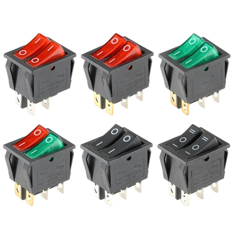 Description Picture 3 of item1PCS KCD8 6PIN 16A 250V 20A 125V Double Light Switch Rocker Switch Waterproof ON-OFF KCD6 Boat Power Switch