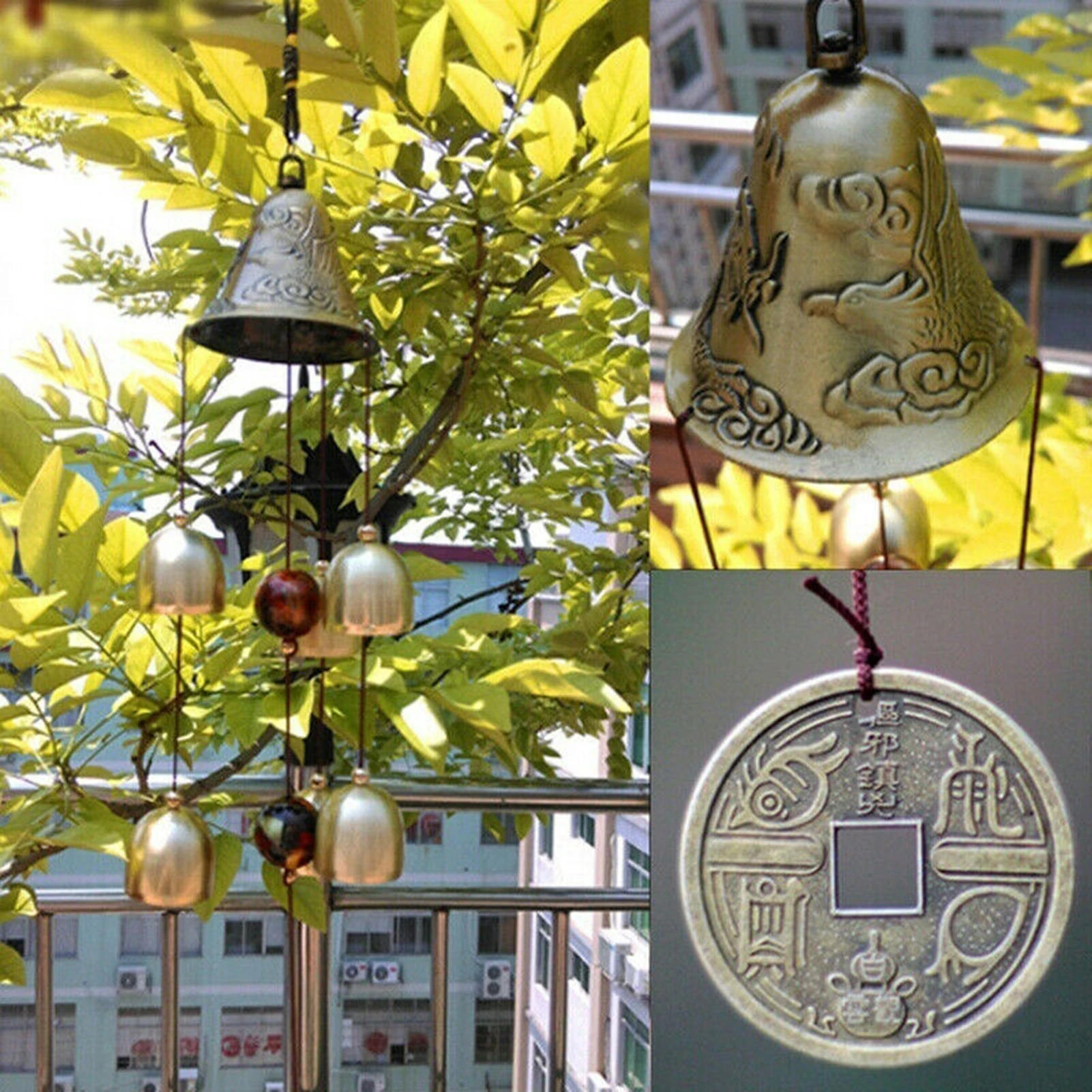 Description Picture 4 of item6 Copper Bells Outdoor Metal Wind Chimes Yard Garden Hanging Ornament Decor
