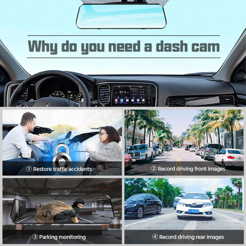 Description Picture 3 of itemE-ACE 4K Car DVR Mirror Ultra HD 3840*2160P Dashcam Video Recorder Night Vision 1080P Rear Camera Support GPS WIFI For Auto