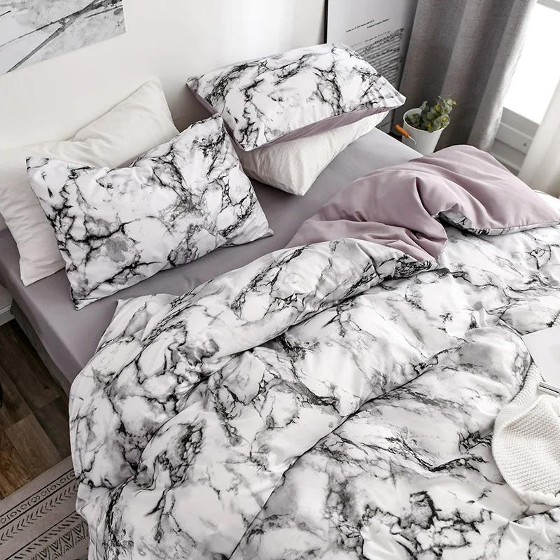 Description Picture 6 of itemMirco Fiber Marble Print Bedding Set Nordic Duvet Cover Set Double Bed Home Soft Comfortable Quilt Cover & 1/2pcs Pillowcases