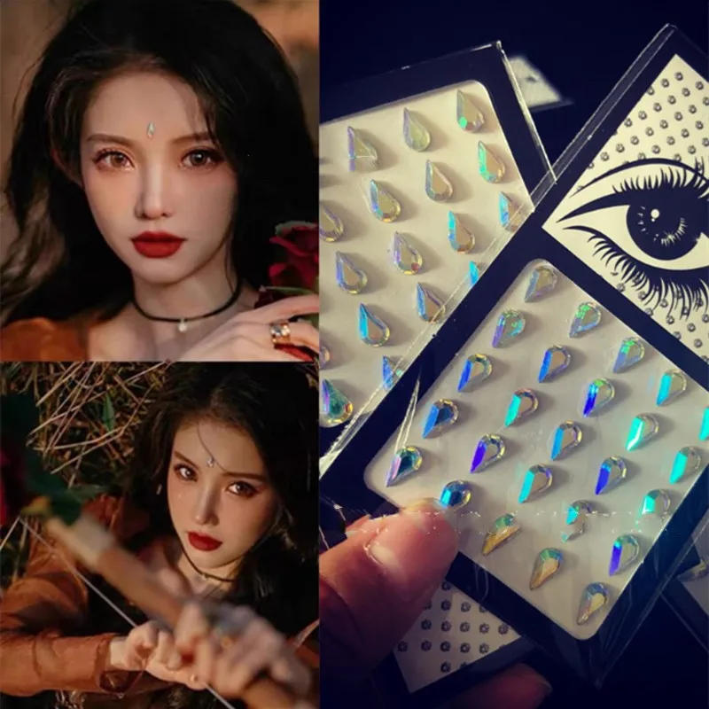 Description Picture 5 of itemMake Up Eyebrows Eyes Rhinestones Decorations Diamond Paste Tears Stars Moon Cosmetics Bright 3d Charms Nail Art Accesoires Face