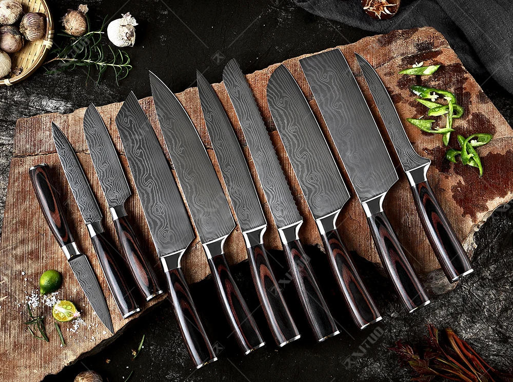 Description Picture 2 of itemXITUO Kitchen Knives set 1-10PCS Chef knife High Carbon Stainless Steel Santoku knife Sharp Cleaver Slicing Knife Best Choice