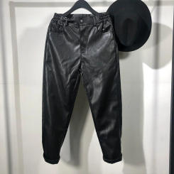 Owen Seak-pantalones bombachos informales para hombre, de cuero sintético pantalón de chándal, estilo Hip Hop, talla grande, color negro, Otoño e Invierno