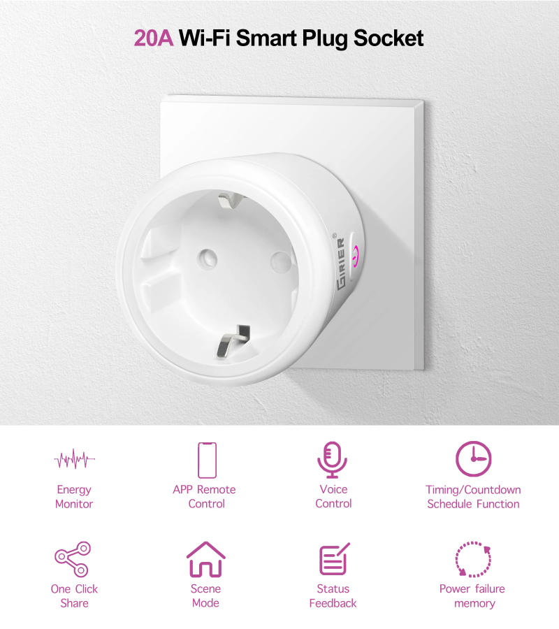 Description Picture 2 of itemTuya Wifi Plug 20A Smart Socket EU with Power Monitor Function Smart Life App Remote Control Outlet Works with Alexa Google Home