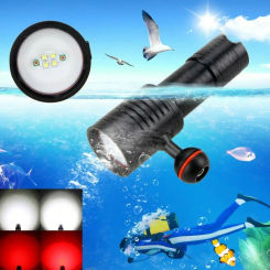 White+Red LED Diving Flashlight Rechargeable Underwater 100M Scuba Photography Tactical Diving Light Camera Video Torch