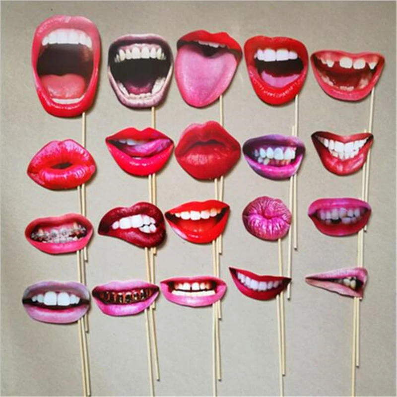 Description Picture 2 of item20Pcs/Set Adult Funny Lip Mouth DIY Photobooth Props Wedding Decoration DIY Photo Booth Birthday Party Wedding Decorations
