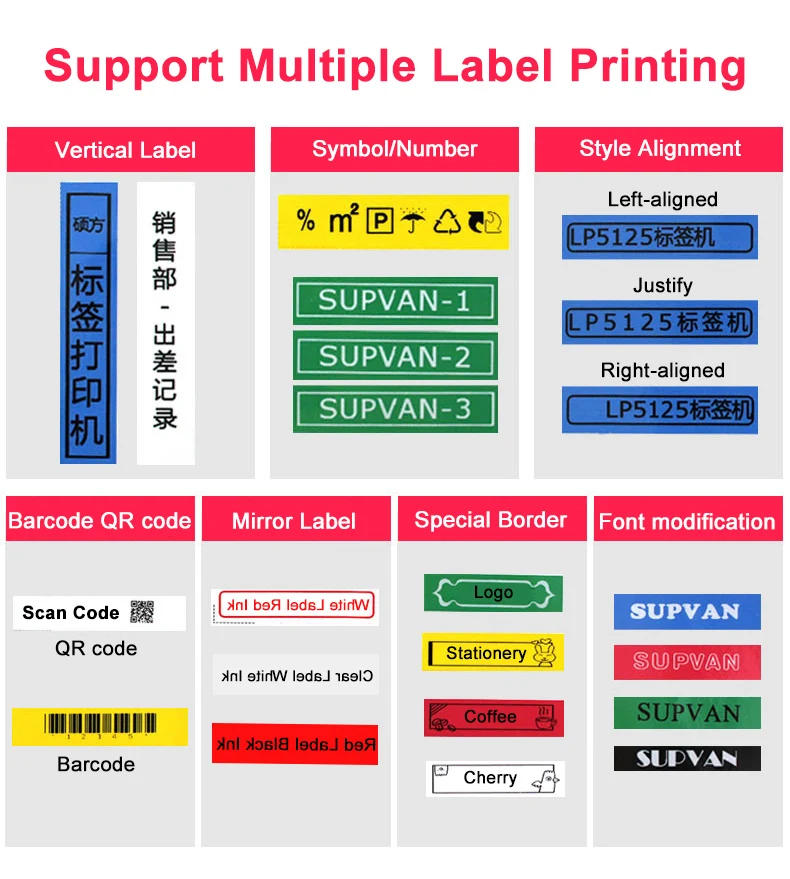 Description Picture 5 of item3PK Supvan Laminated Label Tape Compatible for SUPVAN LP Serie Label Printer Multicolors Label Cartridge Ribbons with Chip 6/9mm