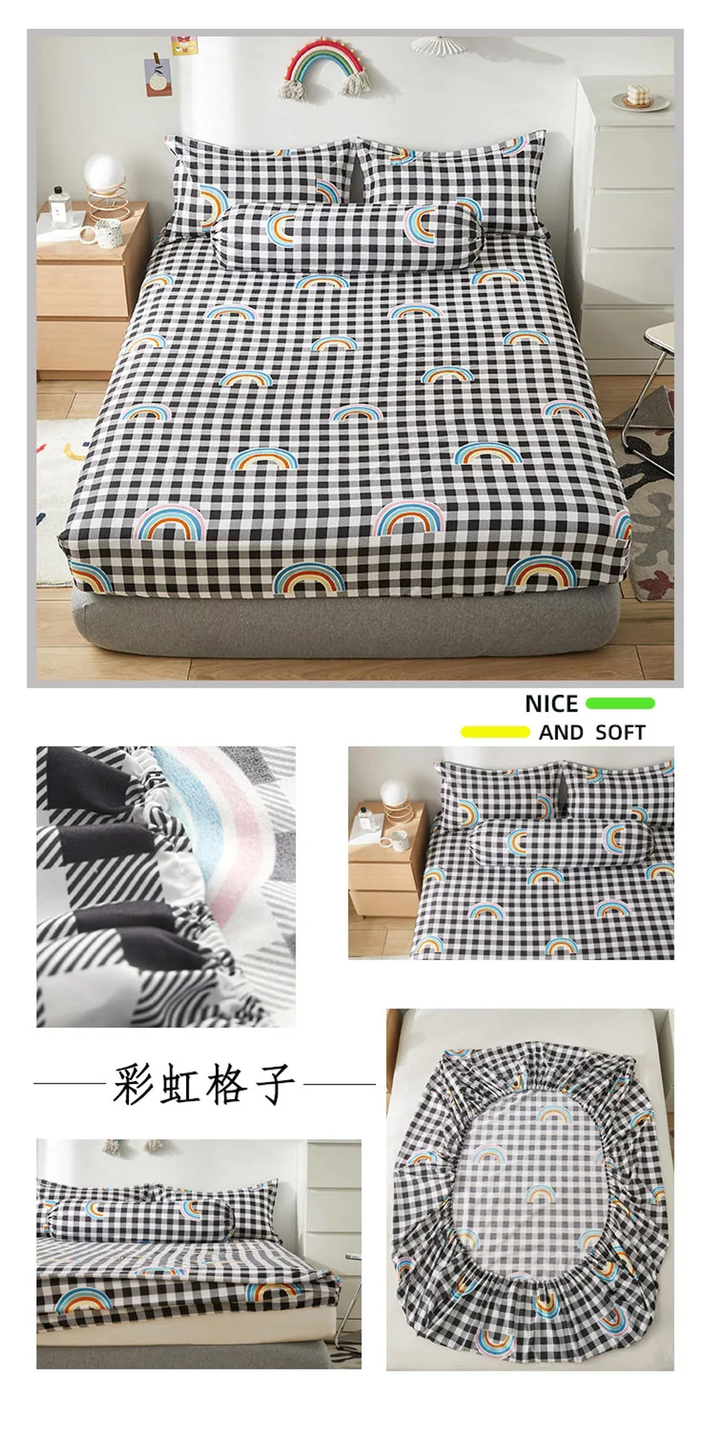 Description Picture 4 of itemUpzo-Flower Series1pcs Polyester Fitted Sheet Full Coverage Sheets 180 Bed Sheets Twin King Size Bed Cover With Elastic 200 220