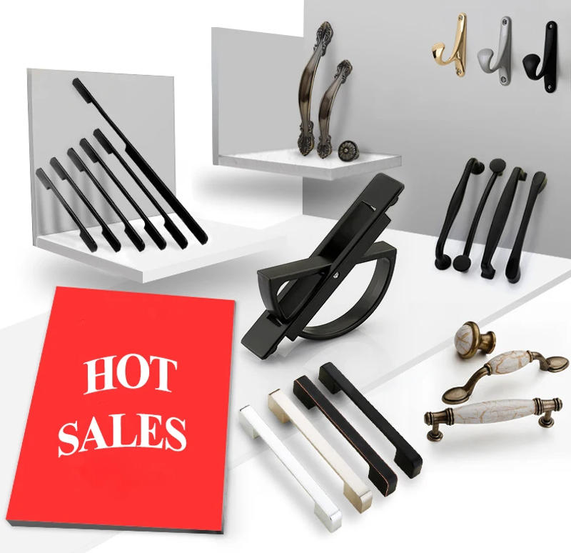 Description Picture 2 of itemModern Minimalist Black Aluminum Alloy Wardrobe Door Handle Silver Cabinet Furniture Drawer Flush Handle Lengthening Knobs