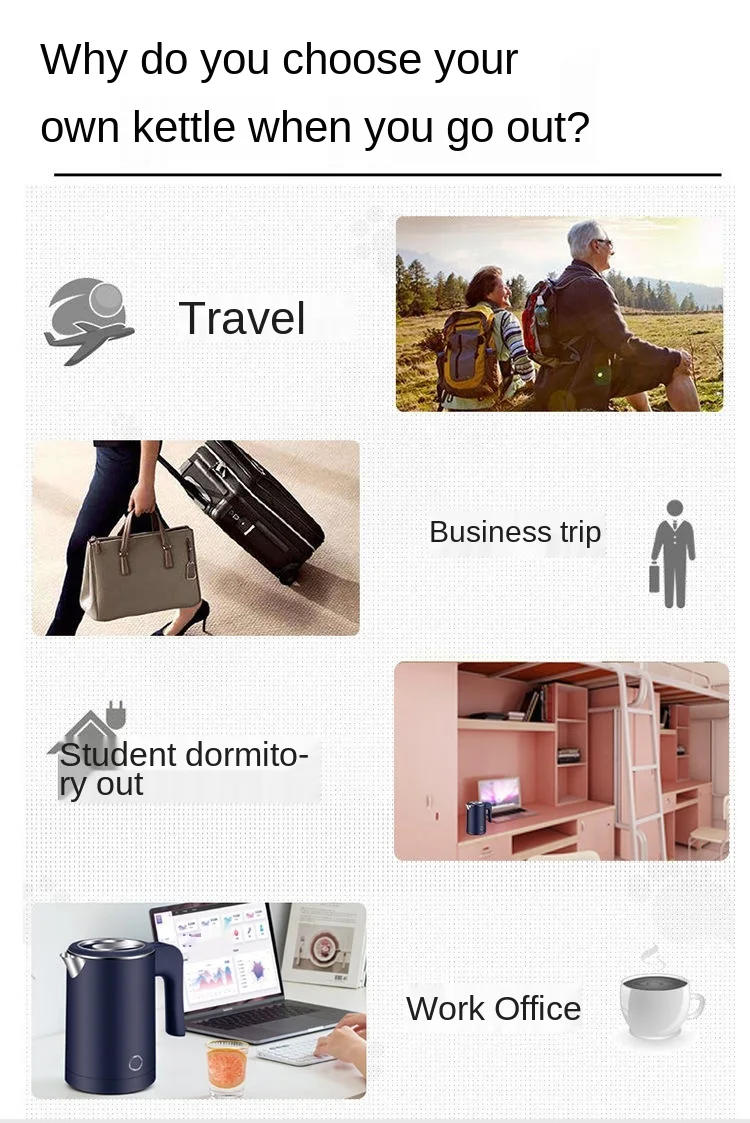 Description Picture 3 of item0.6L Mini kettle 304 stainless steel automatic power off small student dormitory low power electric kettle portable 600W