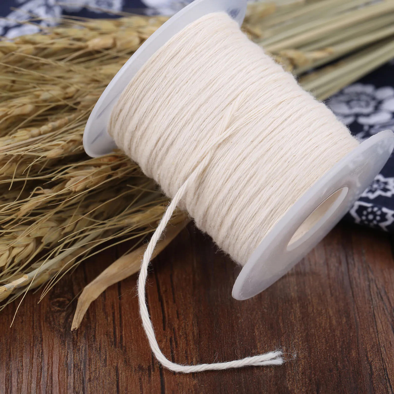 Description Picture 4 of item1 Roll 61m x 1mm Unwaxed Cotton Braid Candle Wick Spool of Cotton Woven Wick Core DIY Handmade Candle Making Waxed Accessories