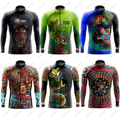 Mexico Aztec Men's Long Sleeve Cycling Jersey Maillot Ciclismo Hombre Equipment BIke ropa Professional Cycling Clothing