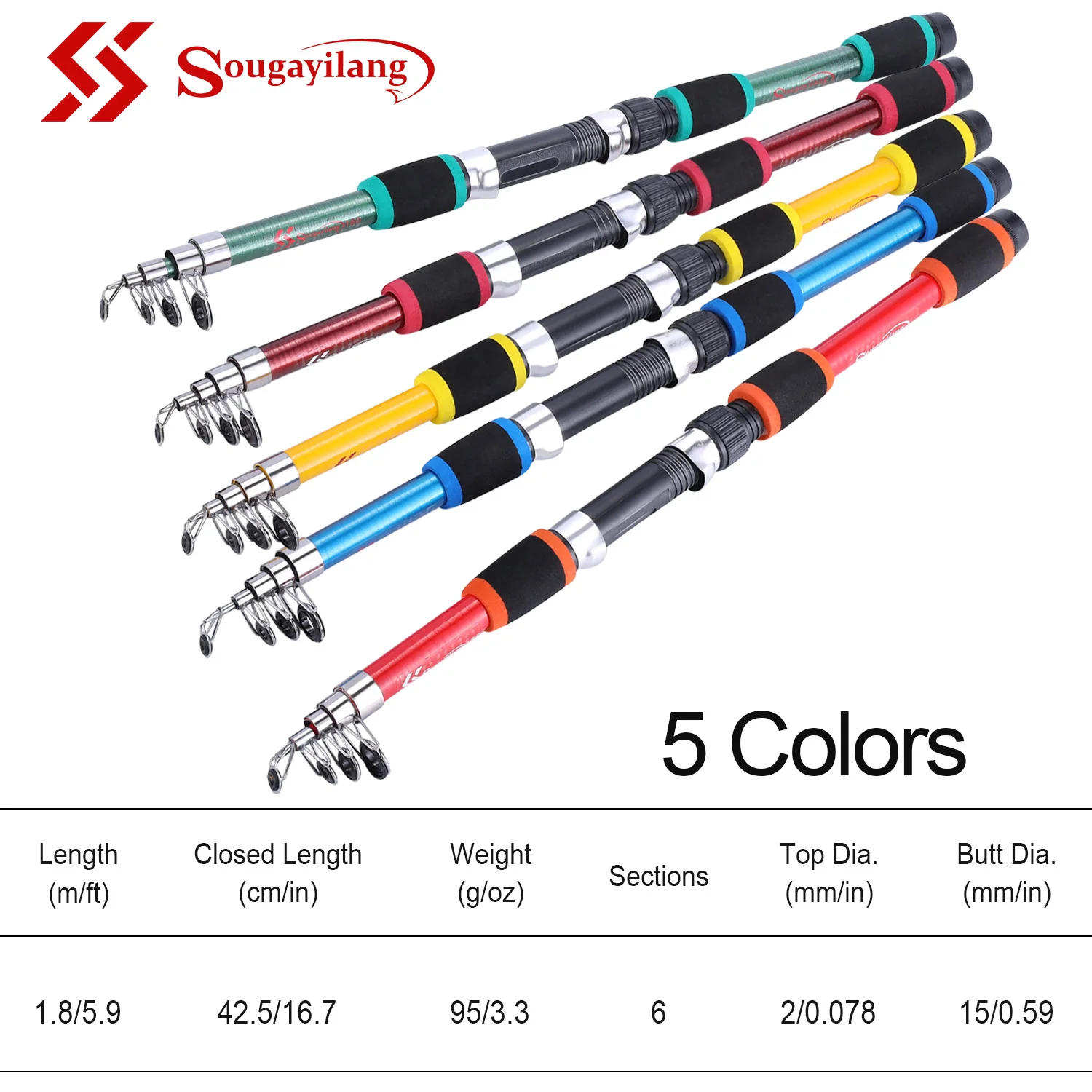 Description Picture 4 of itemSougayilang 2.1m-3.6m Spinning Fishing Rod Carbon Trout Carp Telescopic Fishing Pole Lure Fishing Rod Tackle