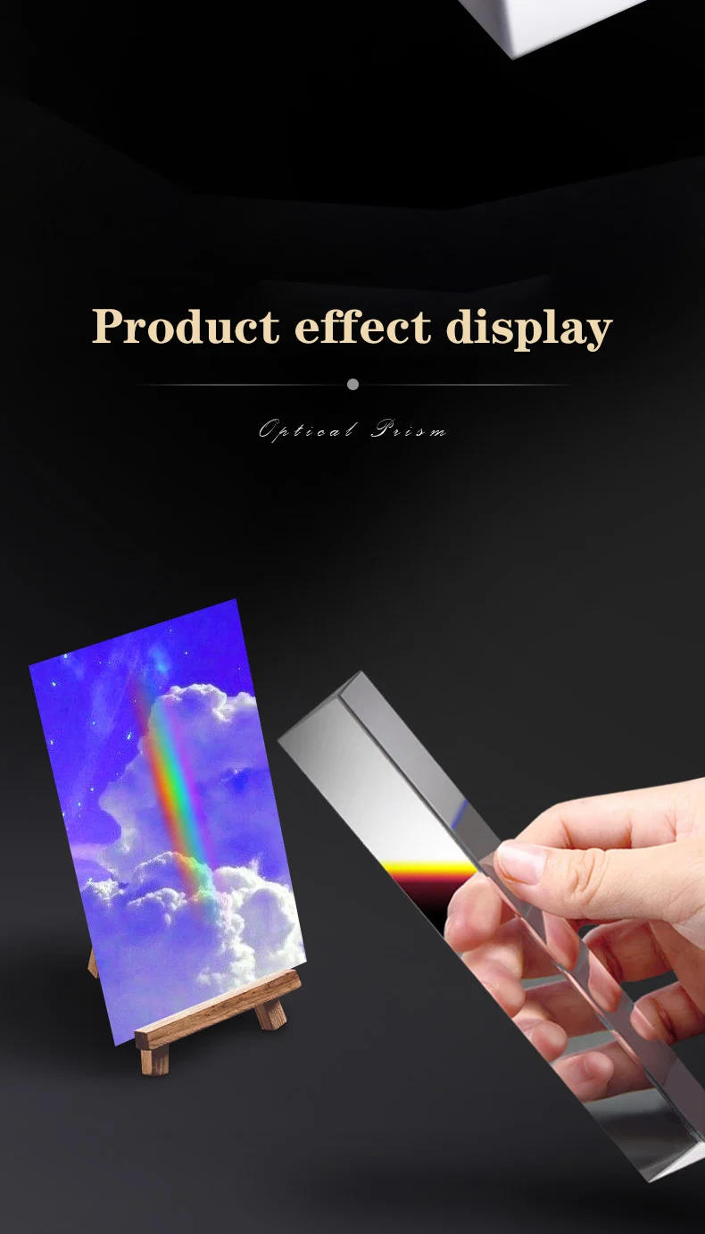 Description Picture 5 of item30*30*60 Triangular Prism Rainbow Prisma Crystal Glass Photographic Prisme Color Prisms Physics Children's Light Experiment