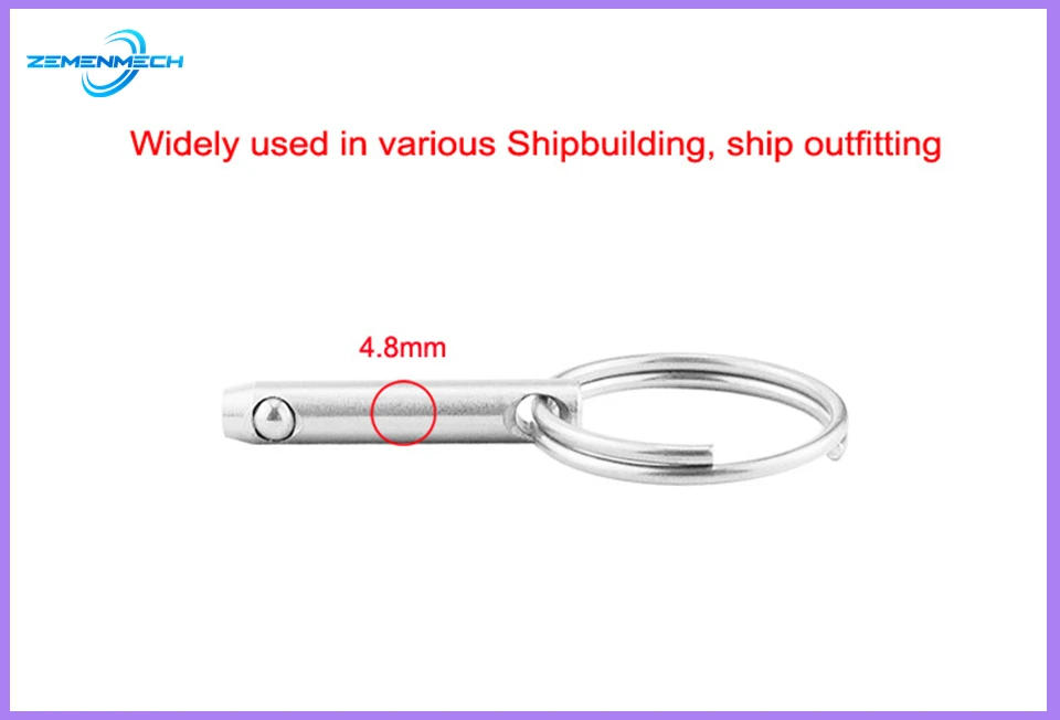 Description Picture 3 of item4.8mm Zemenmech 316 Stainless Steel Quick Release Ball Pin For Boat Bimini Top Deck Hinge Marine Boat Accessories Shipbuilding