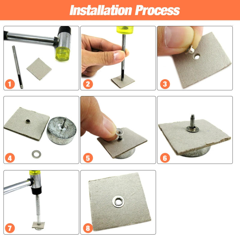 Description Picture 2 of item100set Gunblack Color Metal Eyelet Grommets With Eyelet Punch Die Tool Set For Leathercraft Clothing Shoes Belt Bag Accessories