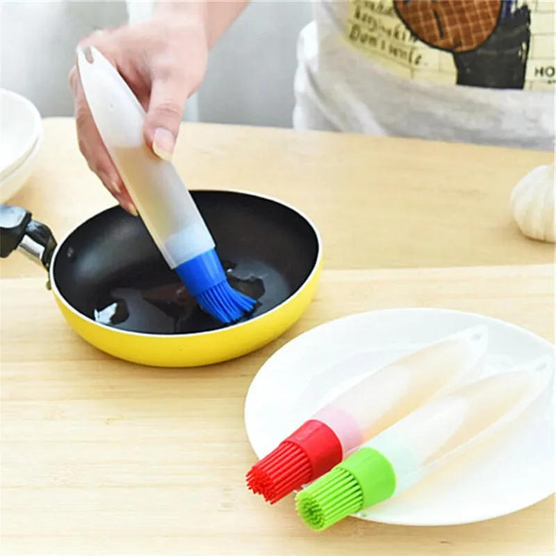 Description Picture 3 of item4 Colors Silicone Oil Bottle With Brush Baking BBQ Basting Brush Pastry Oil Brush Kitchen Baking Honey Oil barbecue Tool Gadgets