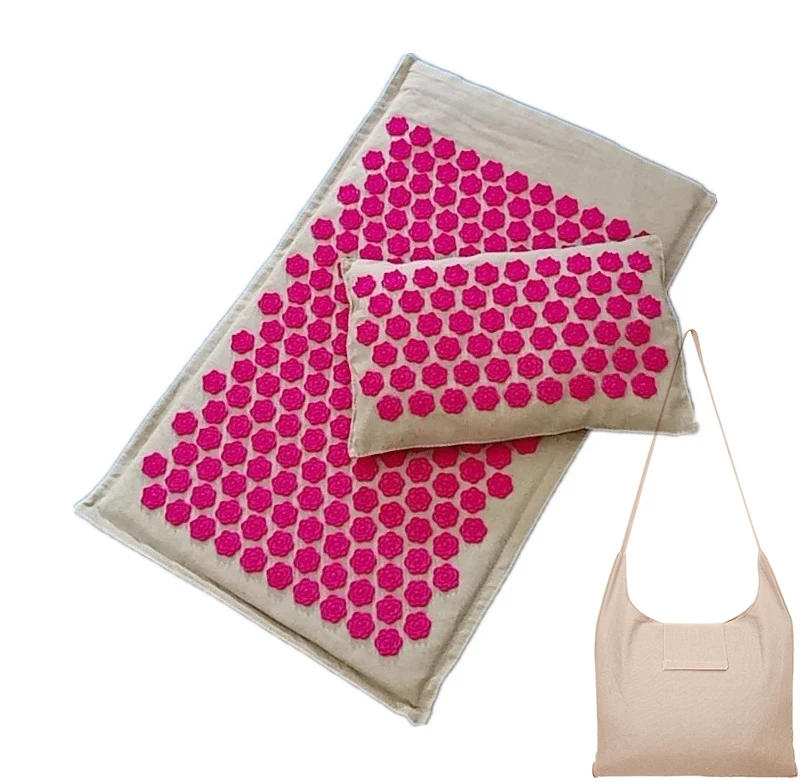 Description Picture 2 of item74*44cm Nature Linen Coconut Palm Massage Yoga Mat with Bag Lotus Spike Acupressure Mat Cushion Massage Accupuncture Pad