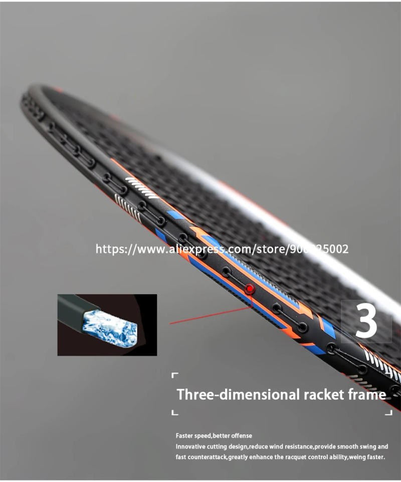 Description Picture 5 of item100% Full Carbon Fiber Strung Badminton Rackets 10U Tension 22-35LBS 13kg Training Racquet Speed Sports With Bags For Adult