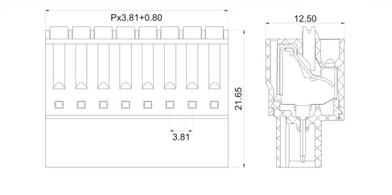 Description Picture 2 of item5sets 3.81mm Terminal Block Solder-free Male and Female Docking 15EDGRK 3.81 Screw-free Spring Terminal 2/3/4/5/6/7/8P