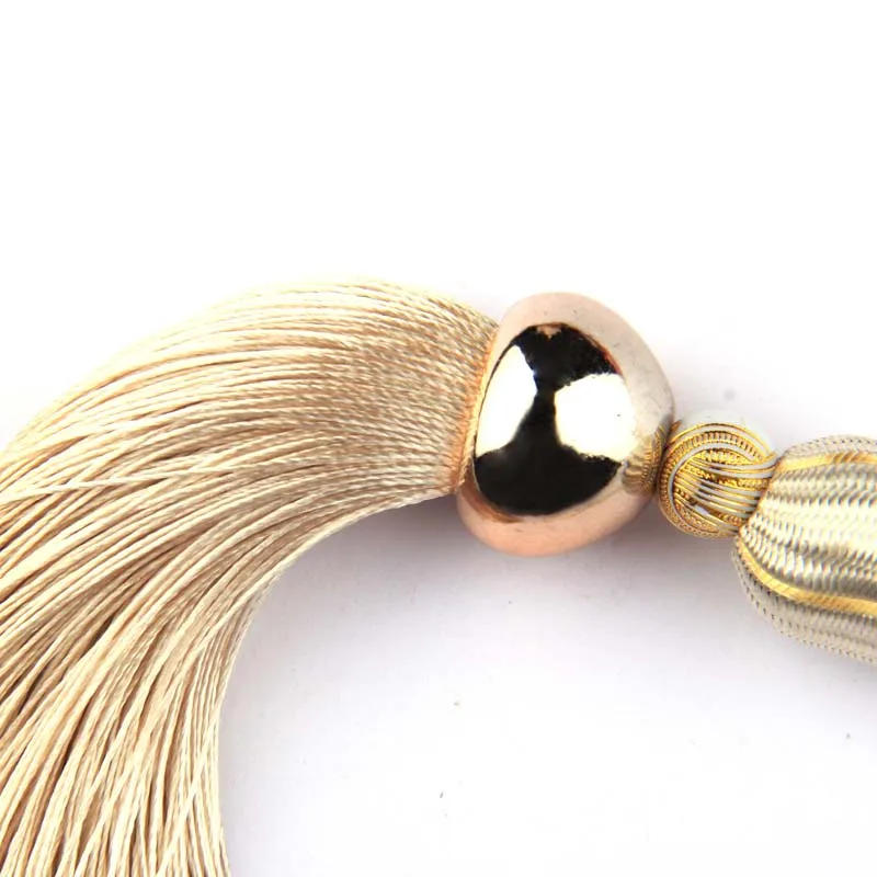 Description Picture 4 of item1Pc Golden Tassels Crafts Trim Hanging Rope Silk Fringe Curtain Decor Home Accessories Jewelry DIY Decorative Key Tassel