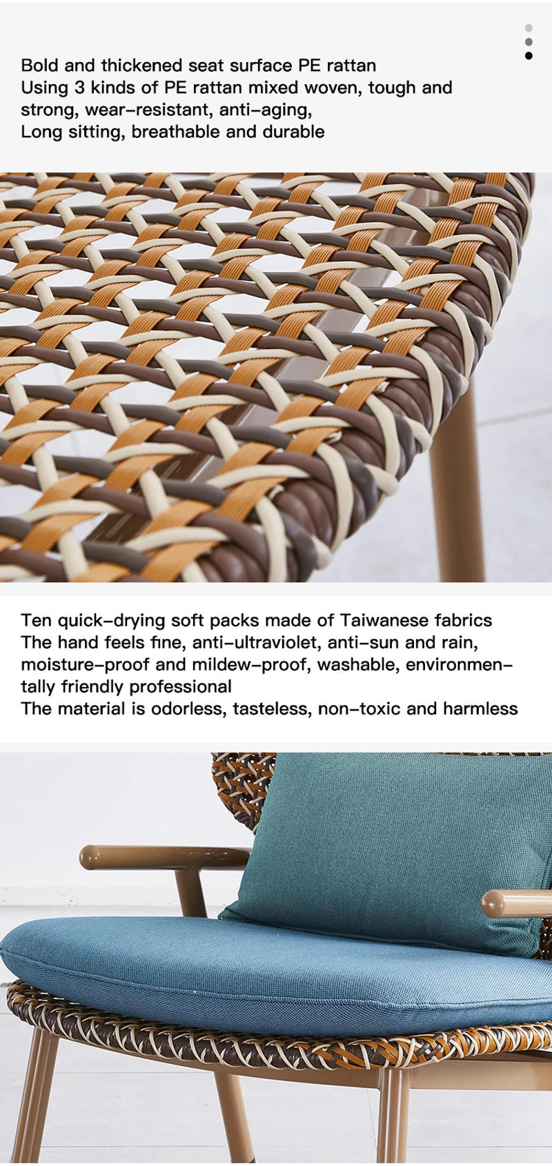 Description Picture 6 of itemModern Table Villa Outdoor Relaxing Chairs Combination Rattan Patio Minimalist Designer Garden Terrace Waterproof Furniture Set