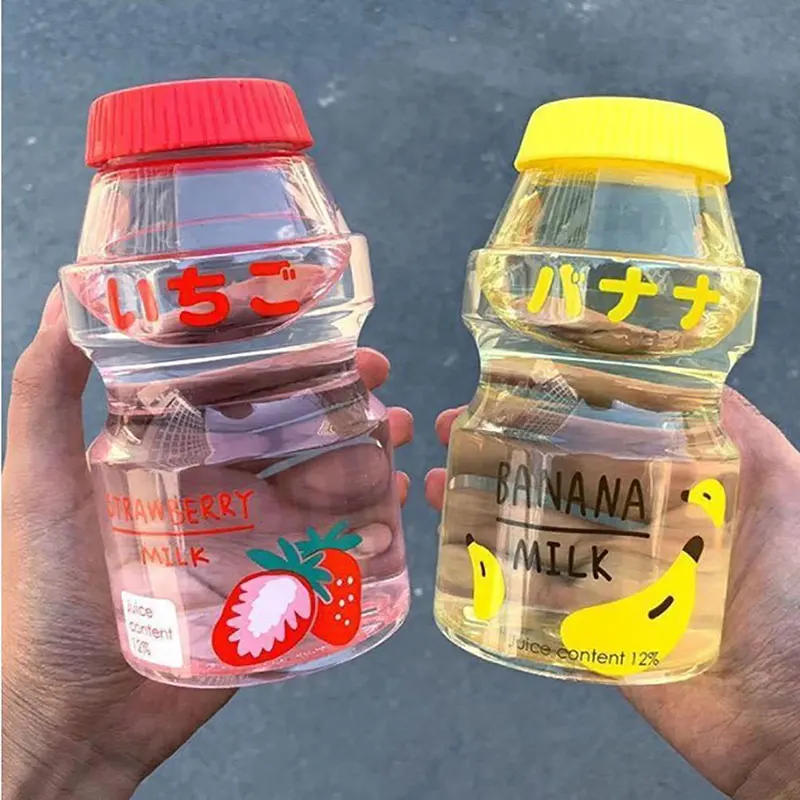 Description Picture 4 of item480ml Plastic Water Bottle Cute Tour Drinking Bottles Shaker Yakult Shape Kawaii Milk Carton Glass Water Bottles For Girl Bidon
