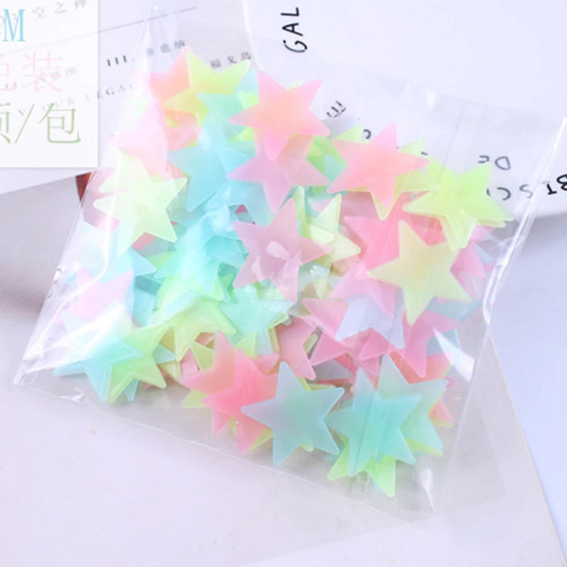 Description Picture 4 of item50pcs Pvc Stars Glow Stickers Luminous In Dark Night Fluorescent Wall Art 3D Home Decals For Kids Room Ceiling Switch Decor