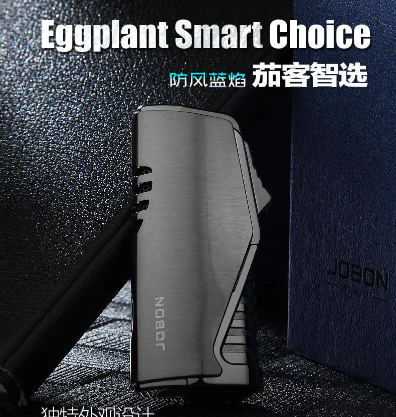 Description Picture 2 of itemJobon Triple Torch Jet Metal Lighter Pipe Lighter with Cigar Cutter Visible Transom Windproof Flame Lighter Gadget for Men