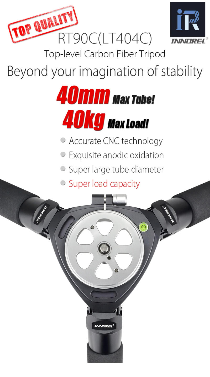 Description Picture 2 of itemINNOREL RT90C(LT404C) Professional Heavy Duty Camera Tripod Ultra Stable Top Level Birdwatching Camera Stand 40mm Leg Tube