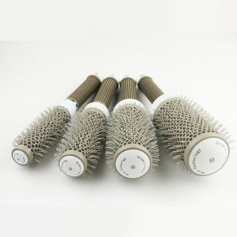 Description Picture 4 of item1 Pcs Cylinder curly hair professional styling gray aluminum tube comb Massage Comb Brush for Hair Hairdresser Hairdressing Tool