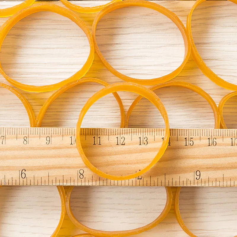 Description Picture 4 of itemDiameter 20mm-75mm Width 2mm-10mm Yellow High Elastic Rubber Bands Supplies Stretchable Latex Rings Thickness 1.5mm