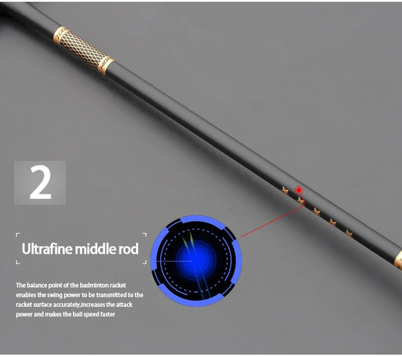 Description Picture 4 of itemProfessional Light Weight Only 62G 8U G5 Carbon Fiber Strung Badminton Rackets With Bag Training Racquet Sport For Adult