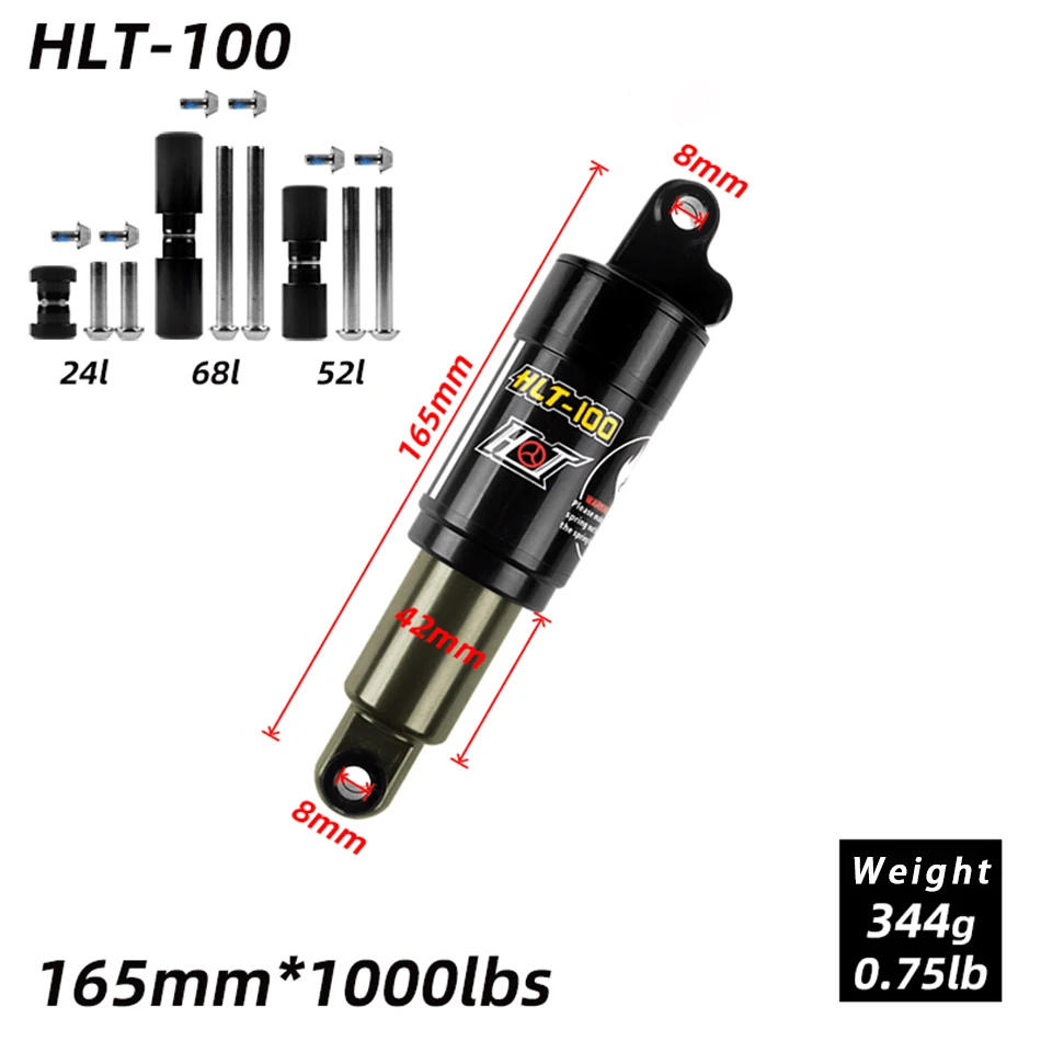 Description Picture 5 of itemHTL-100 mountain bike rear shocks / 125/150/165 / 185mm 850/1000 lbs aluminum alloy spring Shock for e-bike snowmobile