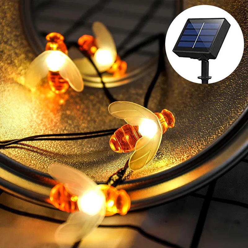 Description Picture 2 of item12M Simulation Honey Bees Solar Power String Lamp Fairy Lights Garlands Garden Christmas Holiday Home Decor Outdoor
