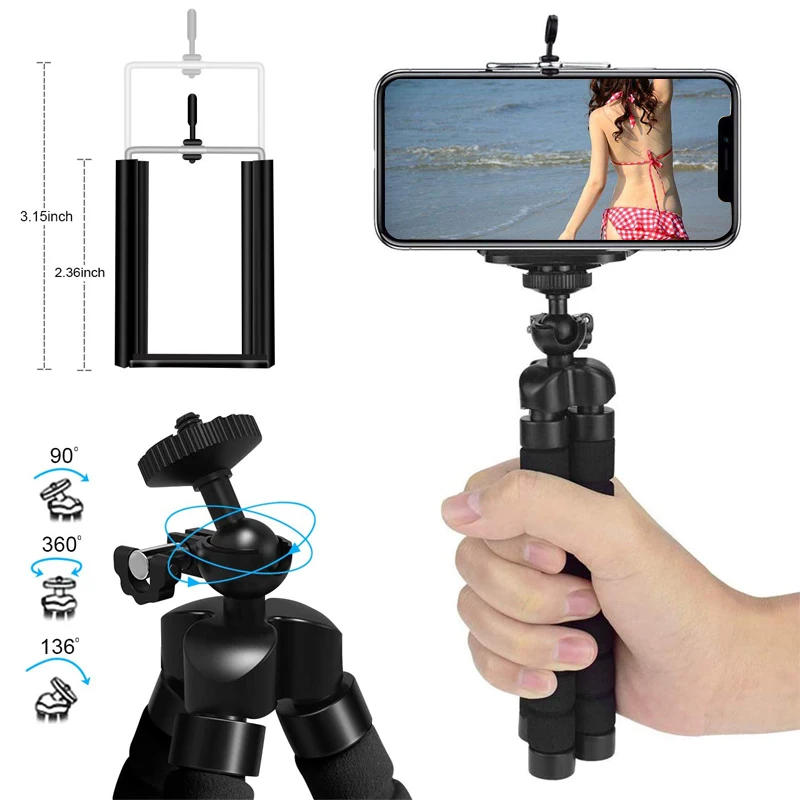 Description Picture 2 of itemTripods for Gopro Hero 12 11 10 9 8 7 Black MAX Flexible Mini Octopus Tripod Accessories Go Pro 6 5 YI Eken SJCAM DBPOWER AKASO