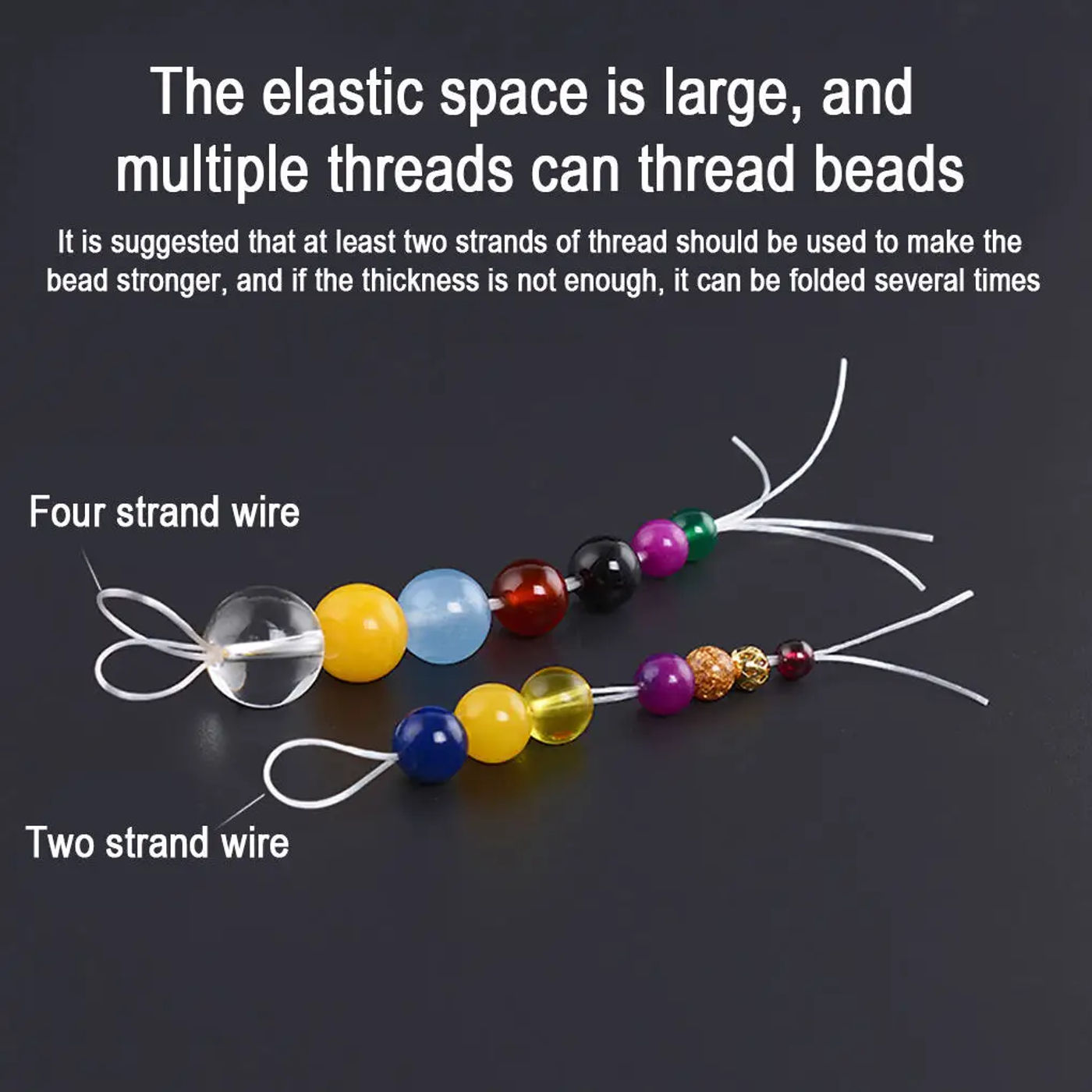 Description Picture 4 of item60m/roll Elastic Beading Thread Jewelry DIY Beading Cord Wristband Bracelet Necklace Anklet Elastic Thread