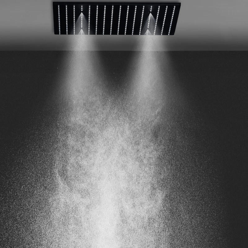 Description Picture 6 of item20'' Black Shower Set 500mm LED ceiling Rain Mist Shower head Body jets 2'' Massage Thermostatic 4 Ways mixer