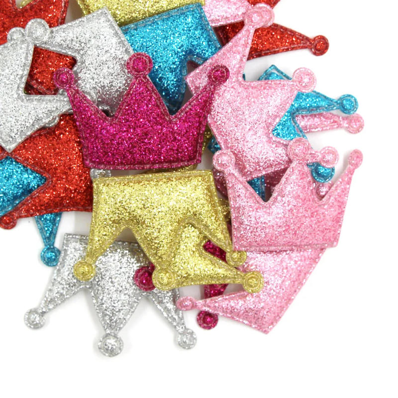Description Picture 6 of item50Pcs Crown Padded Patch Mix Color Sequin Patches For Clothes Shiny Sewing Appliques Patches Decorative Hair Clip DIY Crafts