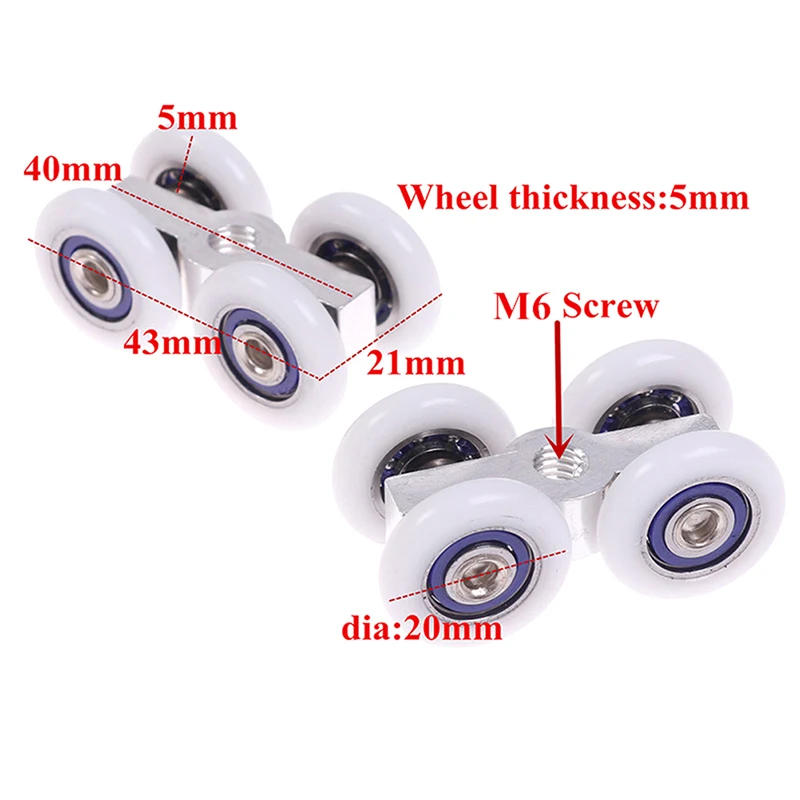 Description Picture 5 of item2Pcs Shower Room Aluminum four-wheel Hanging Pulley Roller For Bathroom Glass Slide Door Waterproof Bearing Crane Toilet Door