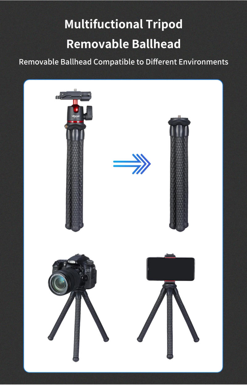 Description Picture 6 of itemPortable Versatile Tripod for Smart Phone DSLR Camera Octopus Tripod Phone Holder Mount Phone Clip Flexible 360 Degree Ballhead